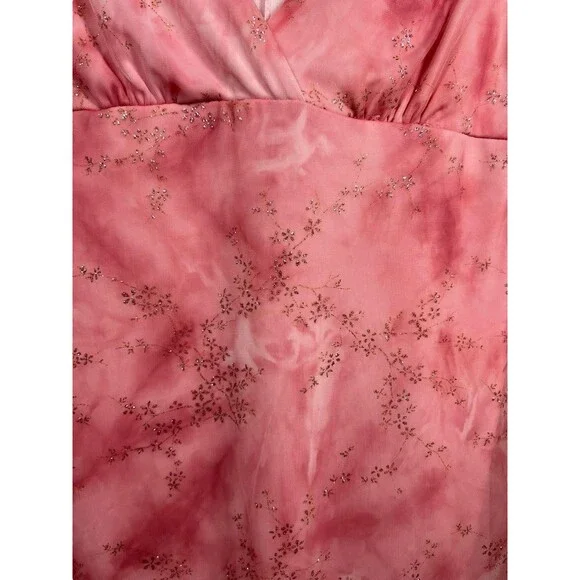 VTG 90s Taboo Women Midi Dress Sz M Pink Fairy Babydoll Y2K Handkerchief Glitter - Picture 7 of 14